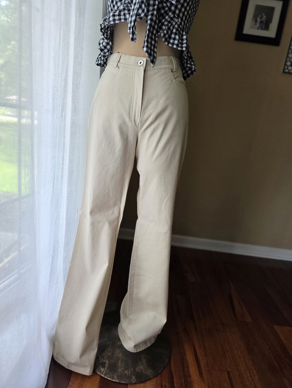 Olsen Europe Wide Leg Taupe Pants Size 4/6 EU36 High Rise Stretch 33" Inseam NWT
